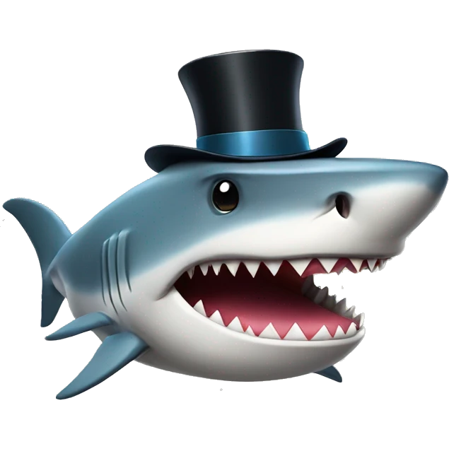 Shark with a top hat emoji