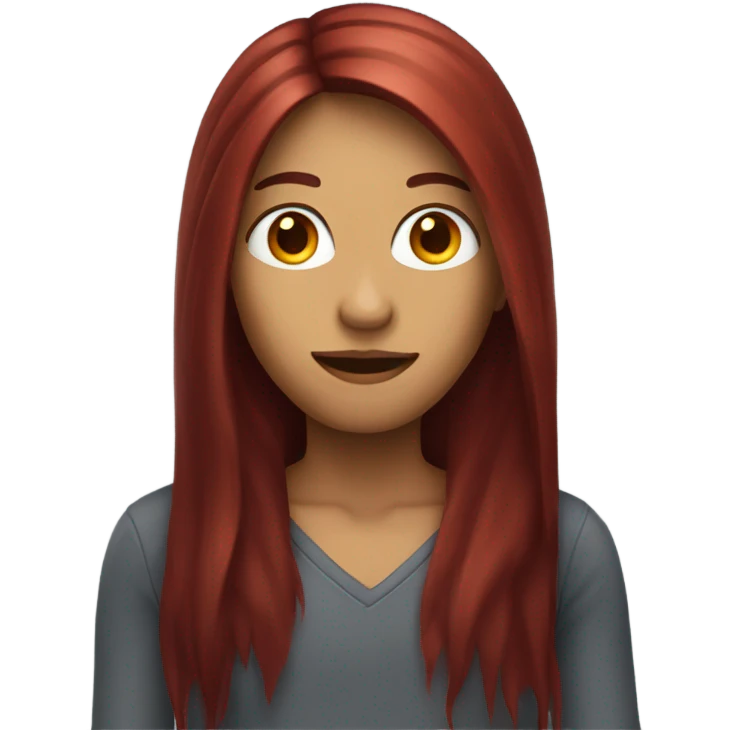 dark red hair face emoji long hair emoji