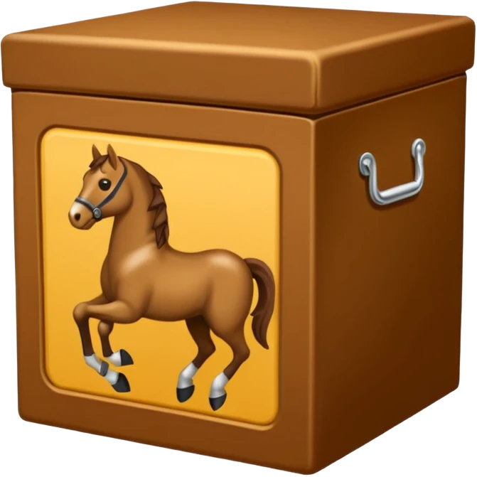 Cavallo baio affacciato a un box emoji