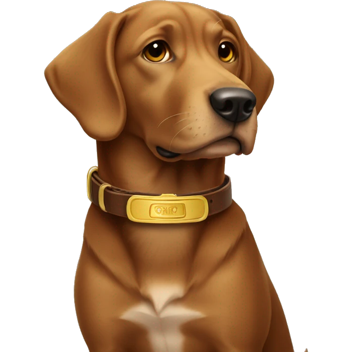Brown dog collar with golden tag  emoji