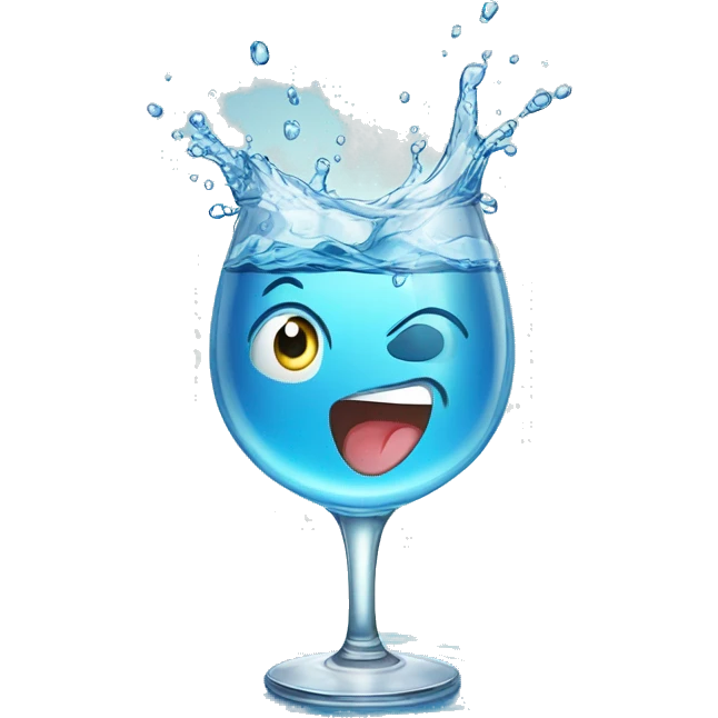 Sparkling splashing clear water in a clear glass  emoji