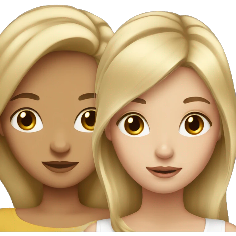 blonde and brown haired girls emoji