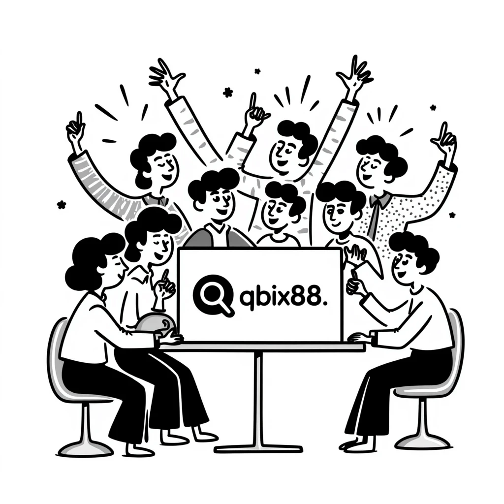 Gaming platform 'qbix88' with large community of players winning together and enjoying benefits emoji