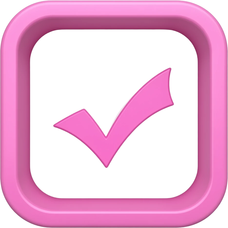 pink box with a pink checkmark inside emoji