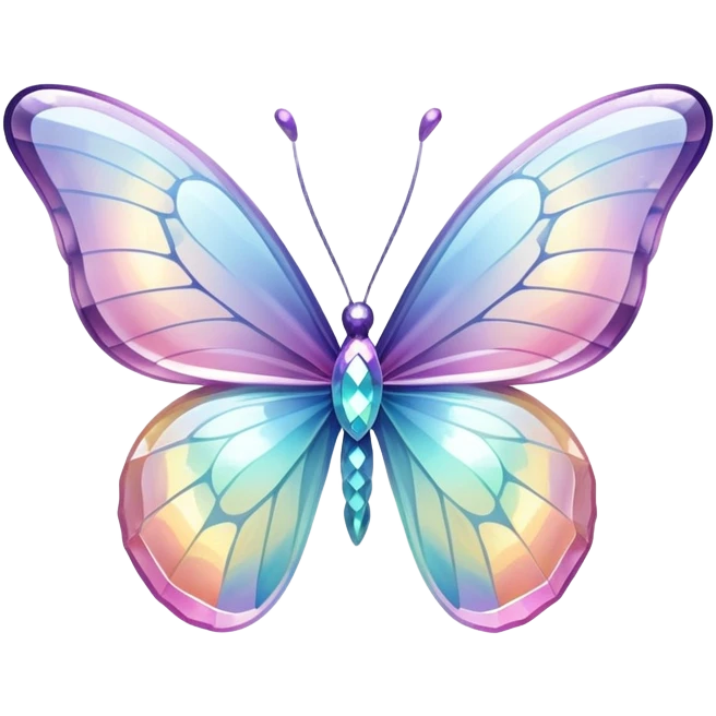 Sparkly glossy Pastel iridescent glass crystal butterfly emoji