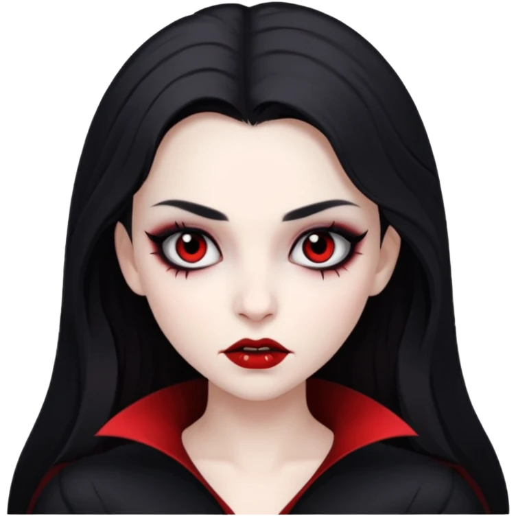 девушка вампир с темными волосами, очень бледной кожей и черным макияжем глаз emoji
