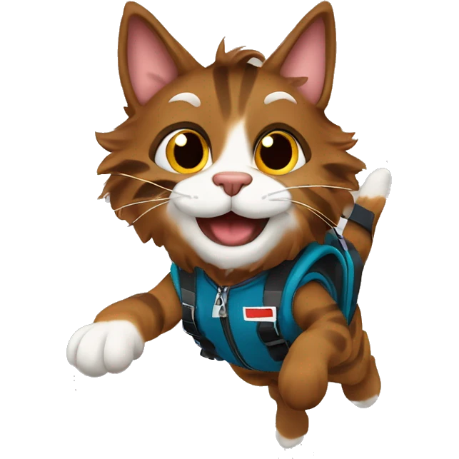 Brown Mainecoon Skydiving  emoji
