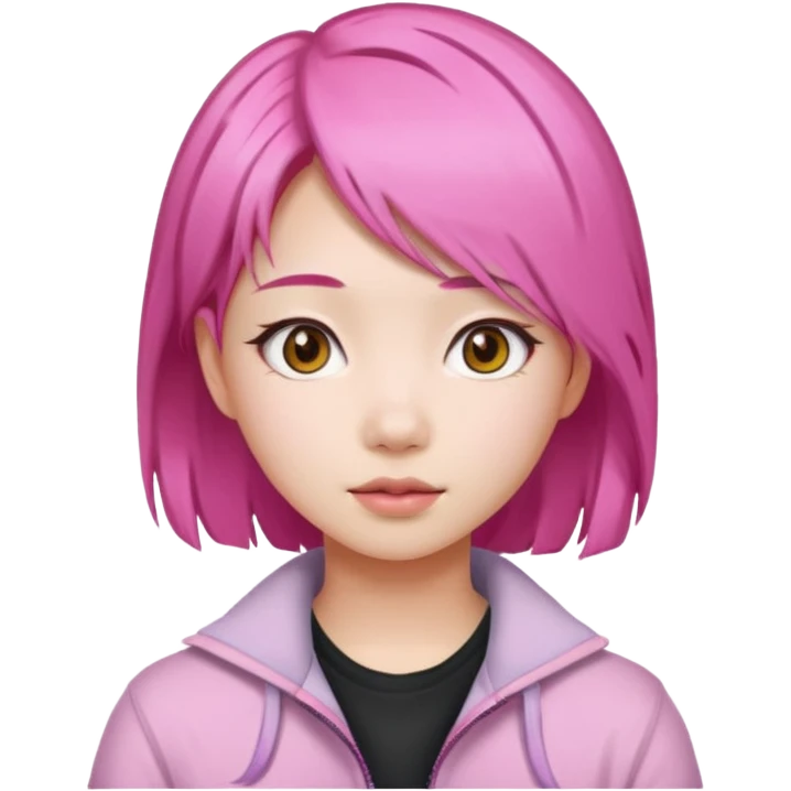 asian emoji girl  face with pink hair  emoji