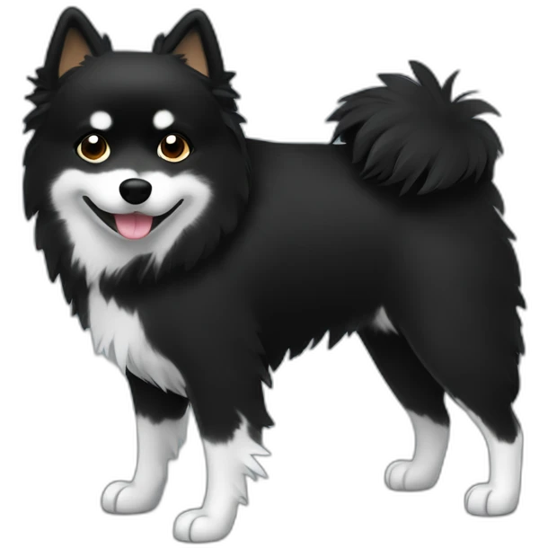 Little black spitz with bones emoji