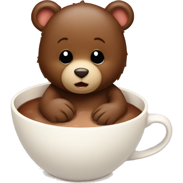 Baby bear inside of a cup of hot cocoa brown emoji