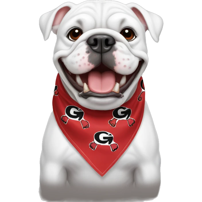 uga white bulldog emoji wearing red bandana smiling emoji
