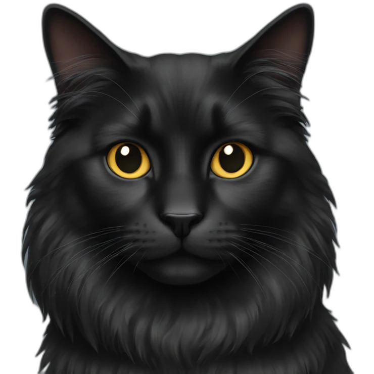 black long haired cat emoji