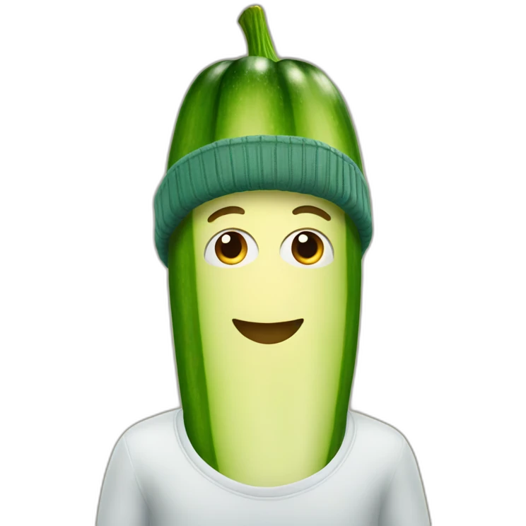 Zucchini with a beanie emoji