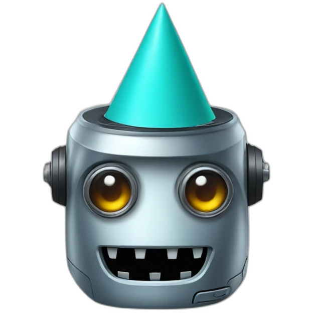 robot with partyhat emoji