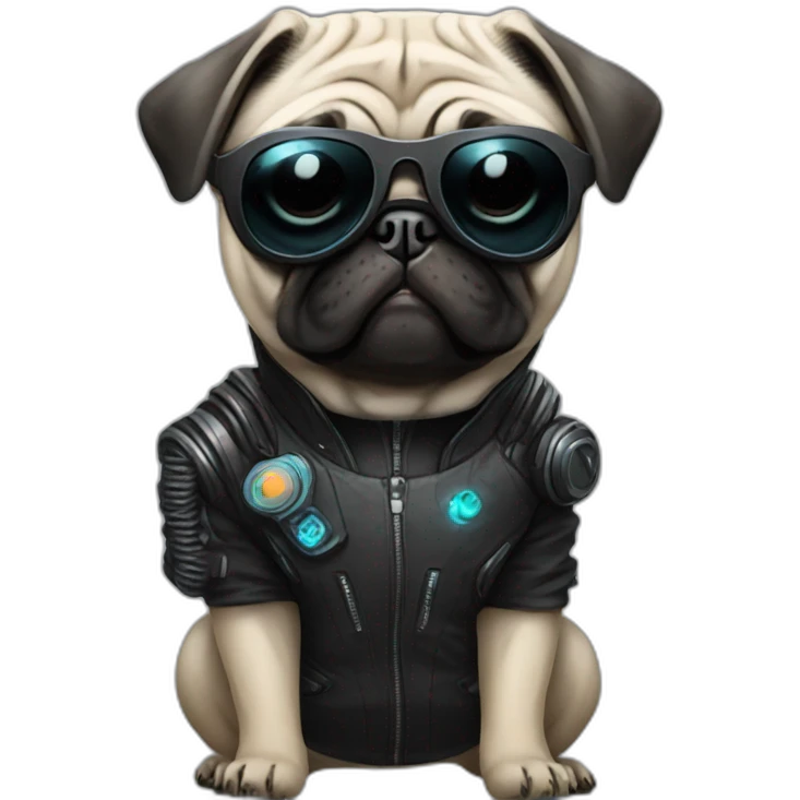 pug with black sunglasses and wearing a cyberpunk suit emoji