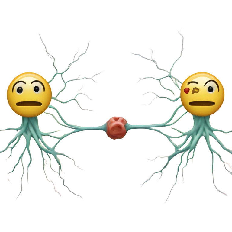 Two neurons are related and transmit signals in the middle emoji
