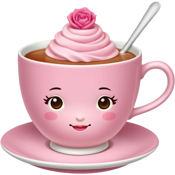 rose hot milk tea with tea cup emoji