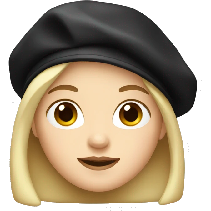 Grandmother with blond hair and fair skin in a black beret emoji