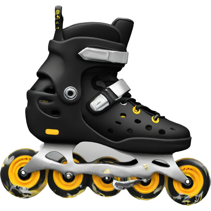 a black rollerblade inline skate, the model called "TWISTER XT" with a more edgy design emoji