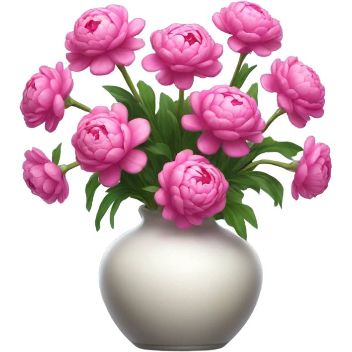 Realistic Bright pink pions in vase emoji