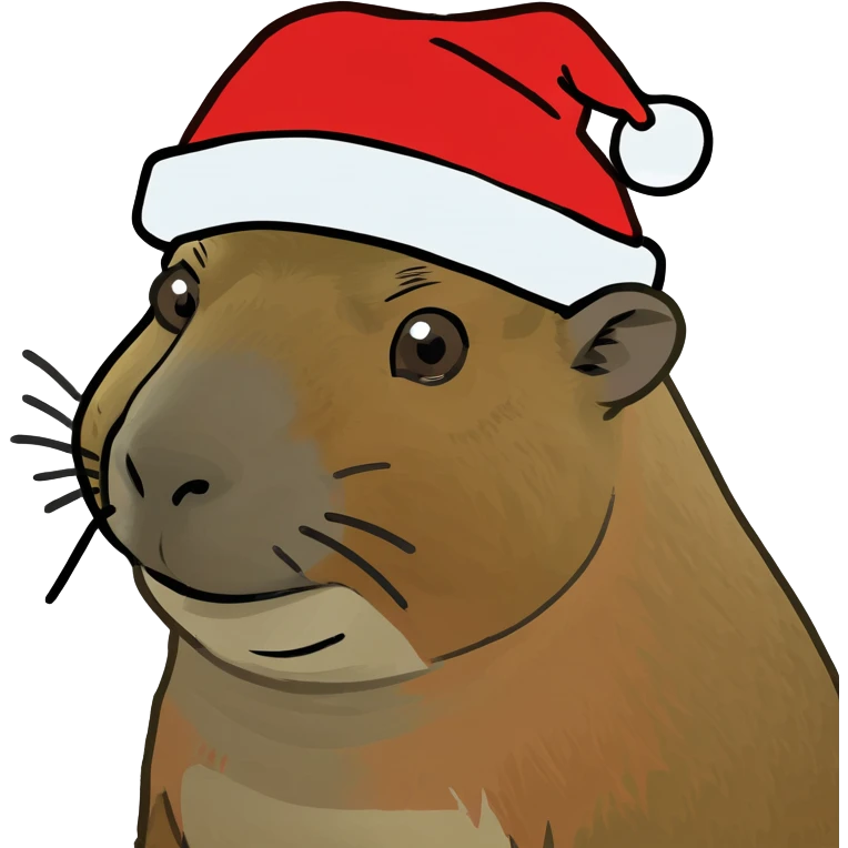Capybara with Christmas hat emoji