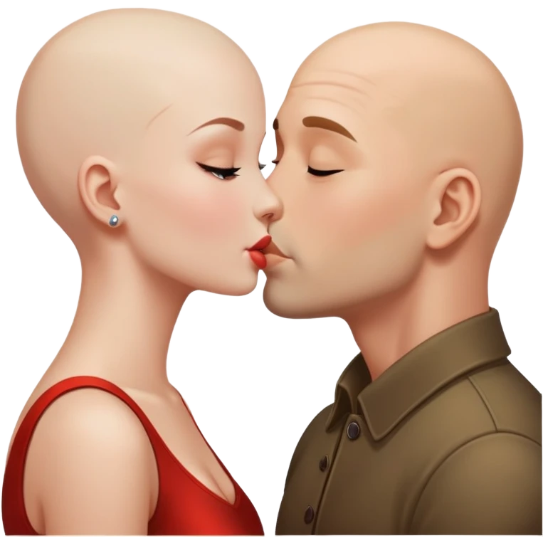 Bald man kissing pretty girl emoji