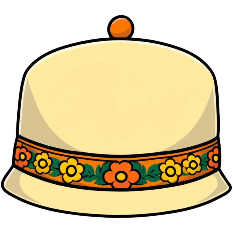 Colorful Uzbek doppa hat with floral patterns emoji