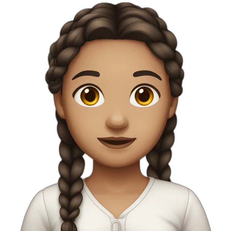 girl with medium toned skin and dark hair in a long braid emoji