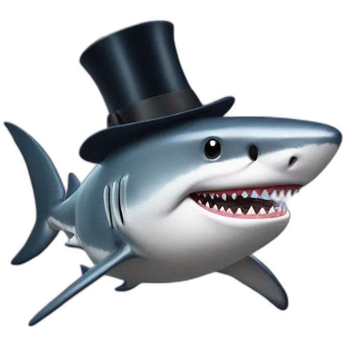 Shark with a top hat emoji