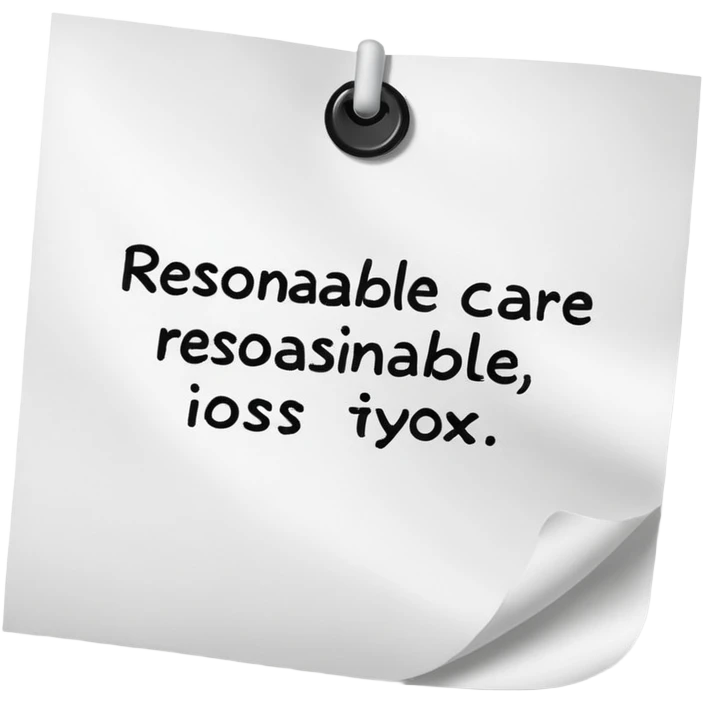 a piece of paper with reasonable care written on it emoji