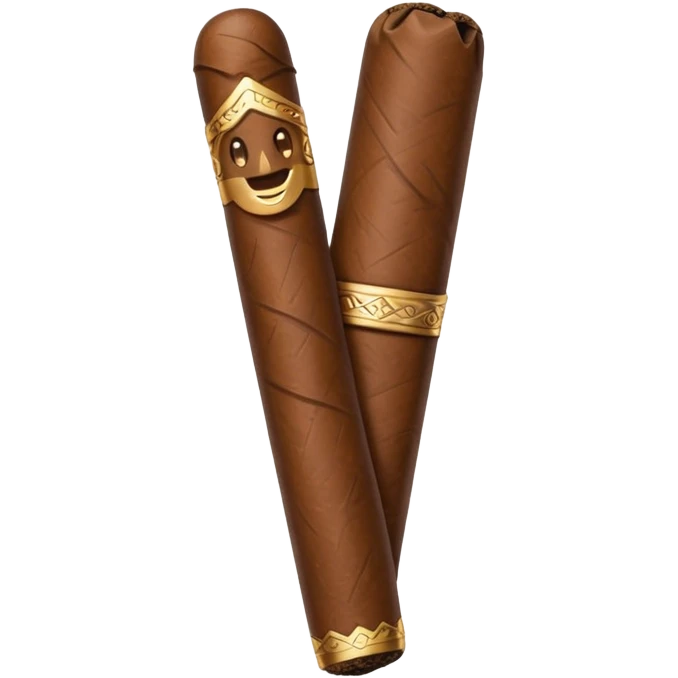 Emoji-style cigar icon, dark brown wrapper, subtle smoke, minimalistic, clean silhouette, metal details, no gold emoji