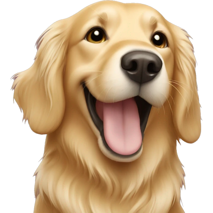 Golden retriever with happy blonde girl emoji