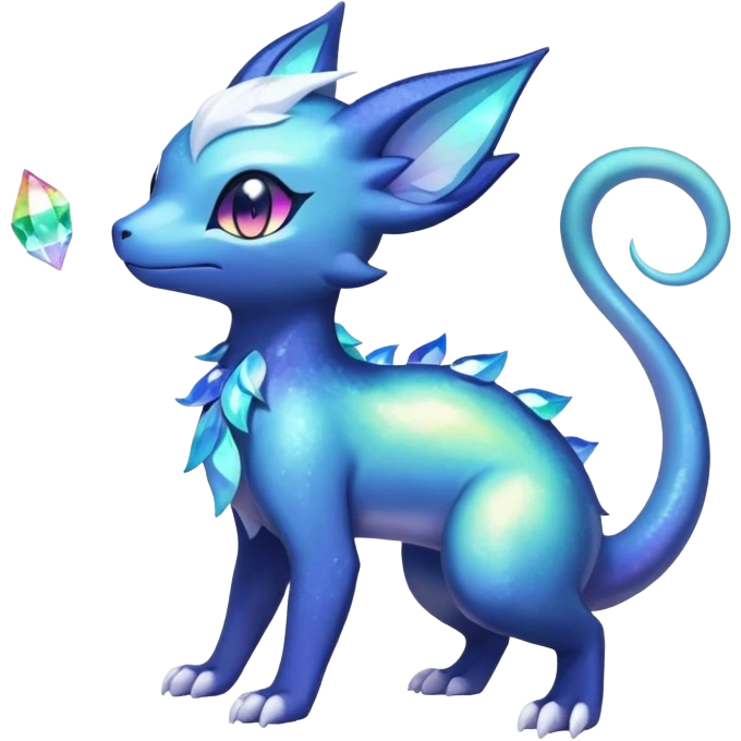 Rainbow crystal mix Shiny pastel Nebulae Salandit-Meowstic-Noibat-Fakémon-hybrid-creature (full body)  emoji