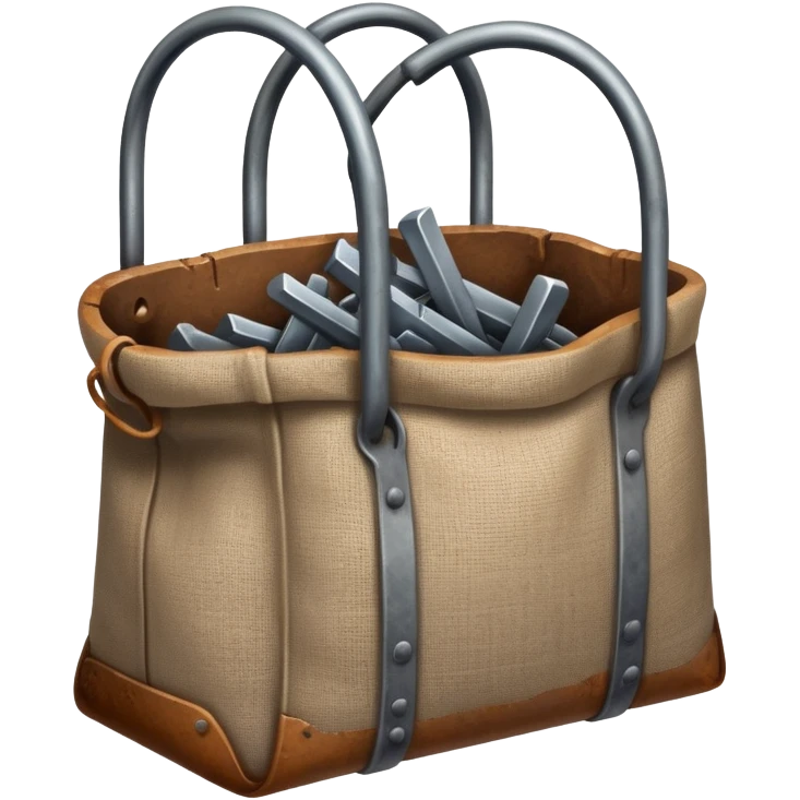 Linen Opened bag full of iron bar emoji