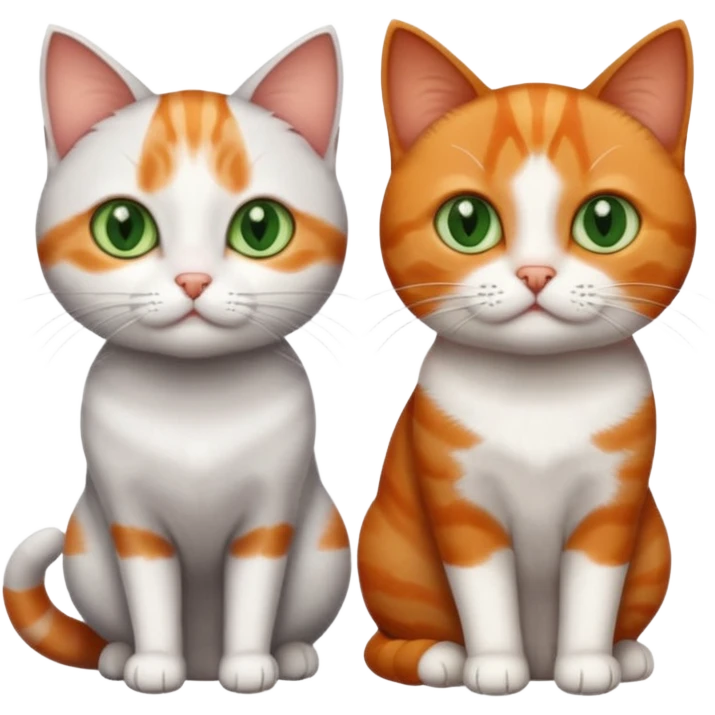 3 different coloured tiny short haired cats, including a dark grey and white cat with green eyes,and  a ginger and white with orange eyes and a brown tabby and white with hazel eyes emoji