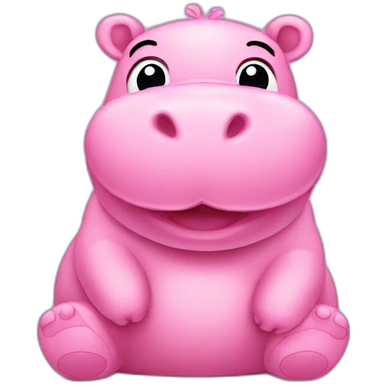 cute pink hippo showing victory sign emoji