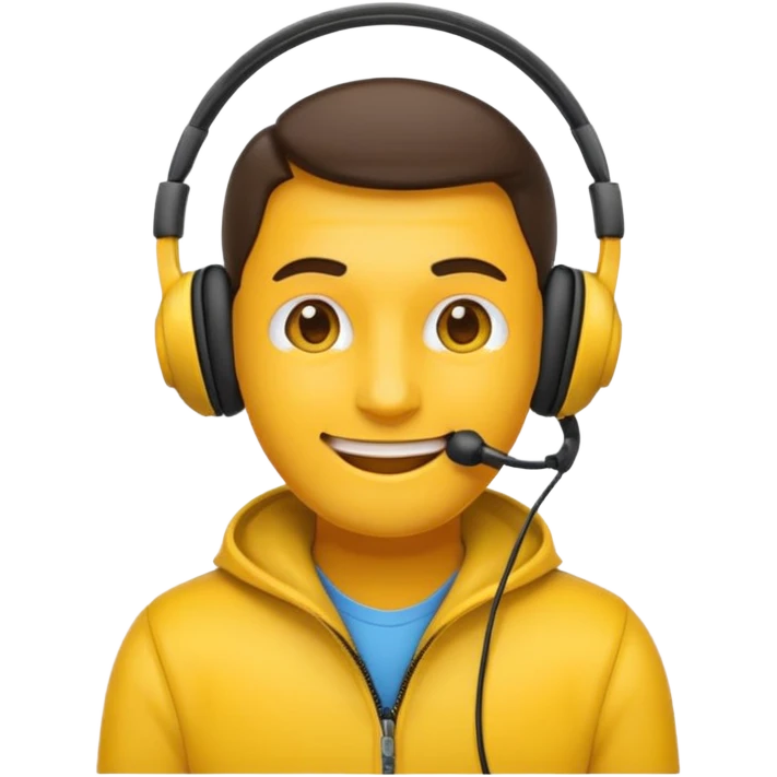 Un emojis feliz con audífonos puestos pero sin  naris un sencillo el emojis  hombre emoji