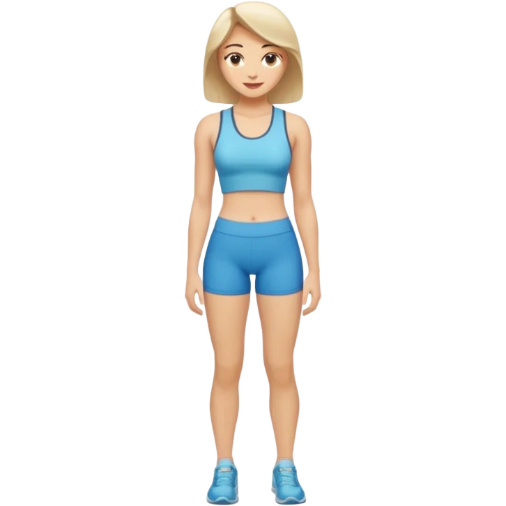 full body of a fit lady, body slightly turned to the right, head facing forward, smirk on face, tasteful and appropriate emoji
