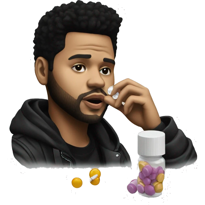 The Weeknd taking pills emoji
