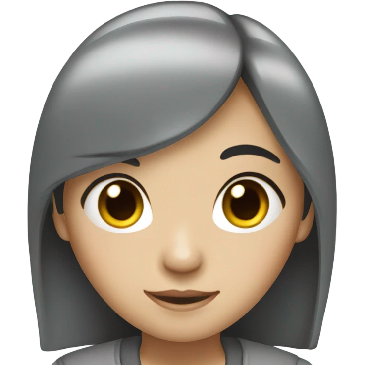 asian girl black hair grey clothes emoji