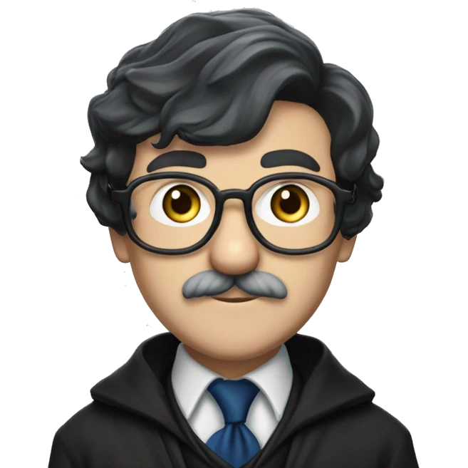 professor filius flitwick from ravenclaw with black hair, a mustache and glasses emoji