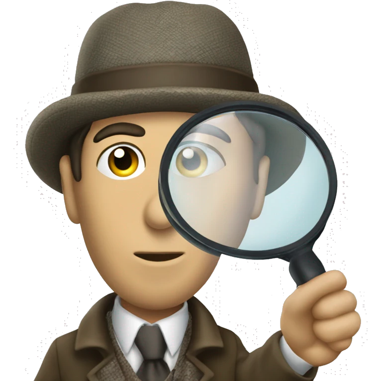 Sherlock holmes wearing deerstalker hat looking through magnifying glass emoji