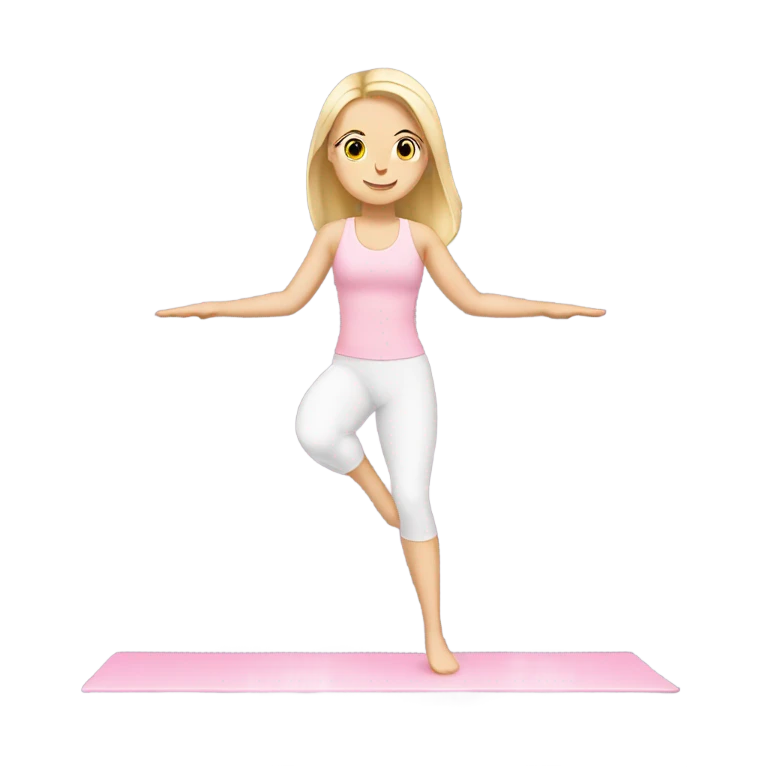 A blonde white Pilates girl in light pink clothes  emoji
