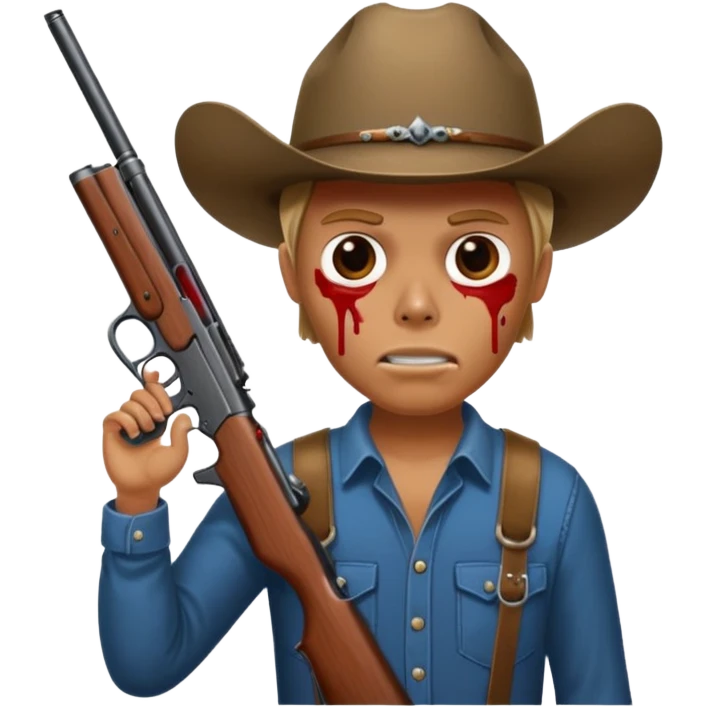 Country hick with a shotgun. From the chest to. In the style of your bleeding skull art emoji