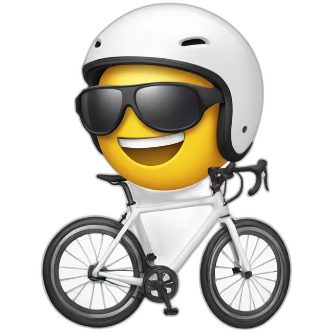 Grinning emoji with white cycling helmet and sports shades emoji
