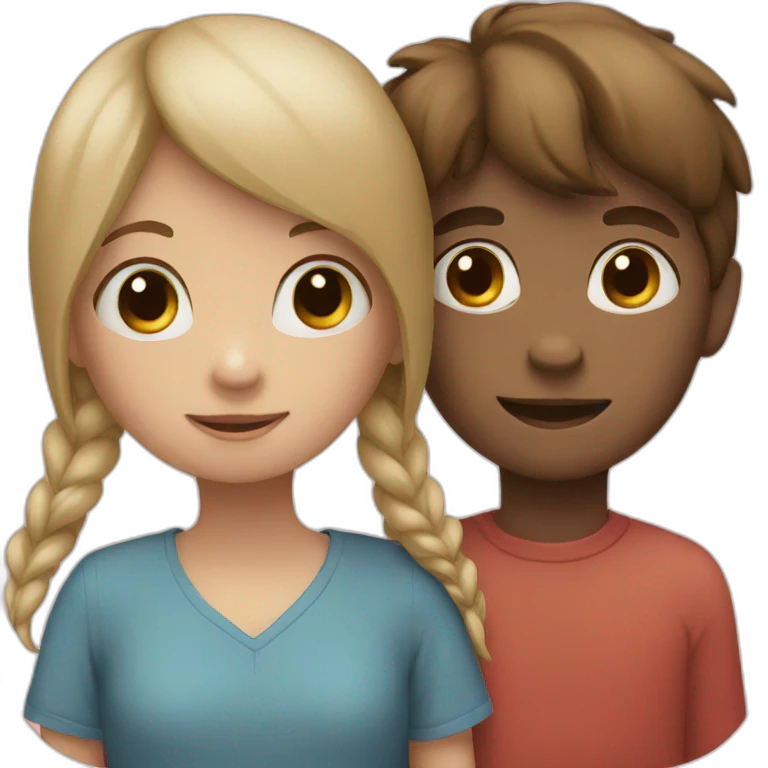 girl and boy and heart emoji