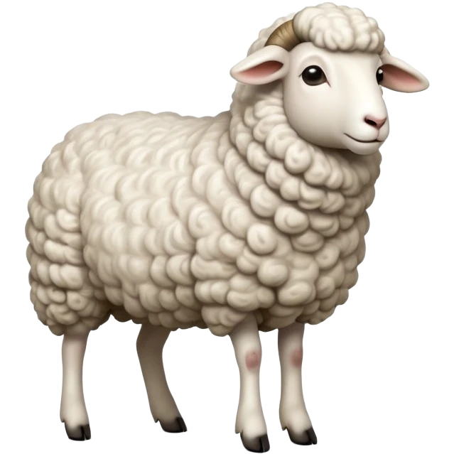 cinematic-[realistic sheep]-realistic-full-body-standing-emoji,-tail-flicking-lazily,-head-tilted-dramatically,-curly-[white]-fur,-simplified-yet-realistic-focused-features,-highly-detailed,-glowing-with-an-almost-sarcastic-glow emoji