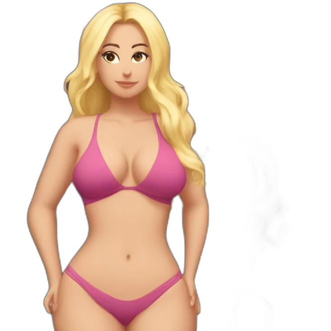Slim-Thicc woman swimsuit posing full body (blonde, perfect body, hourglass figure) emoji