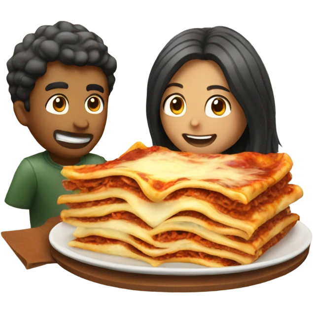 guy and girl eating lasagna together  emoji