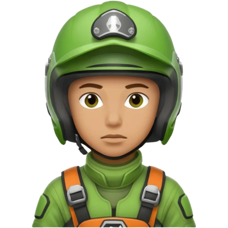 dirtbike rider in green gear thinking about his answer to a question emoji